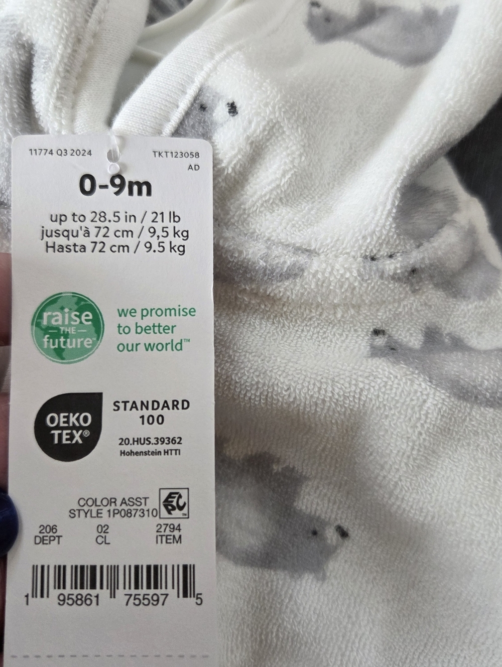 Carter's Just One You Baby Polar Bear Hooded Robe White 0-9M NWT - Picture 6 of 9